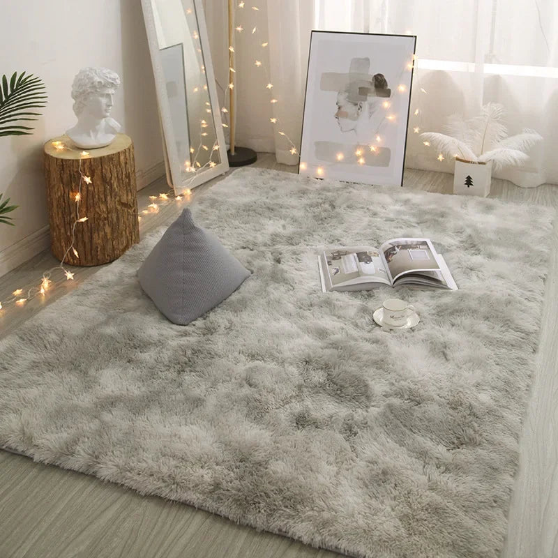 Gray Carpet for Living Room Plush Rug Bed Room Floor Fluffy Mats