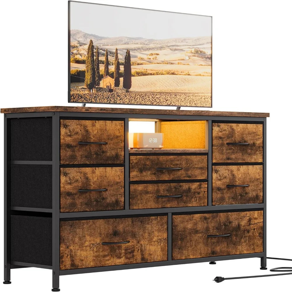 8 Dresser TV Stand with Power Outlet & LED for 55'' TV