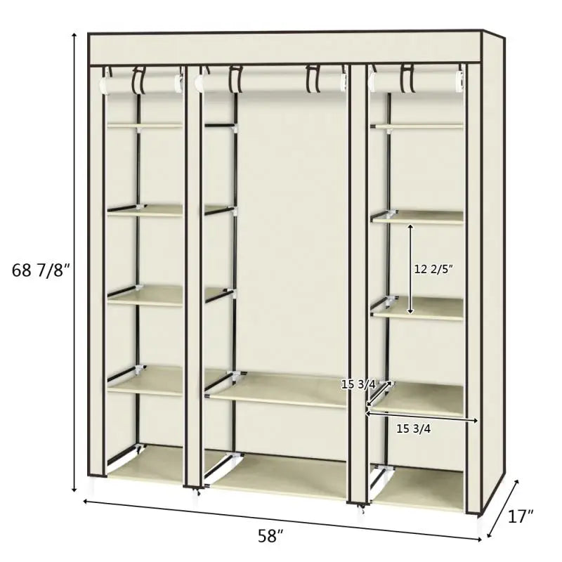 69" Portable Clothes Closet Wardrobe Non-Woven Fabric Wardrobe