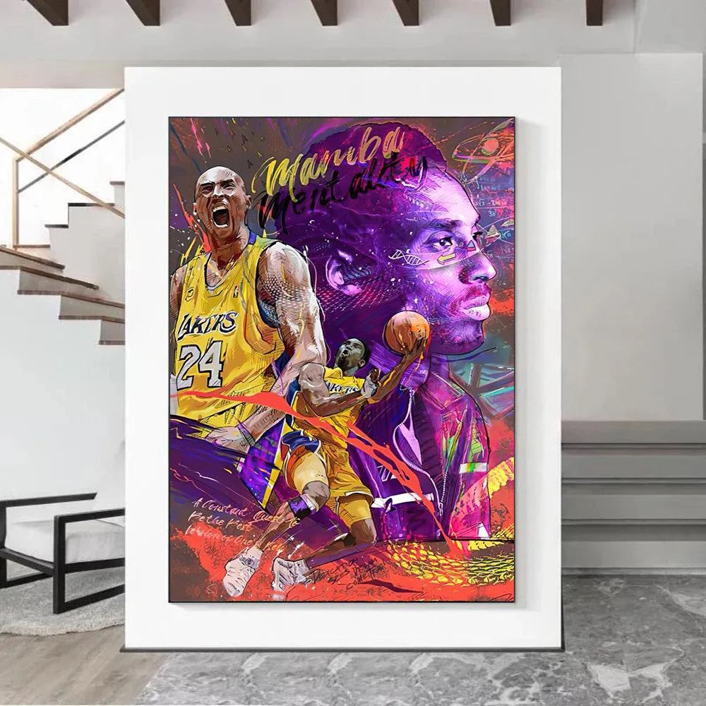 Famous Basketball Stars Wall Art Poster Abstract Graffiti Mural Modern Home Decor Canvas Painting Room Decorate Prints Pictures