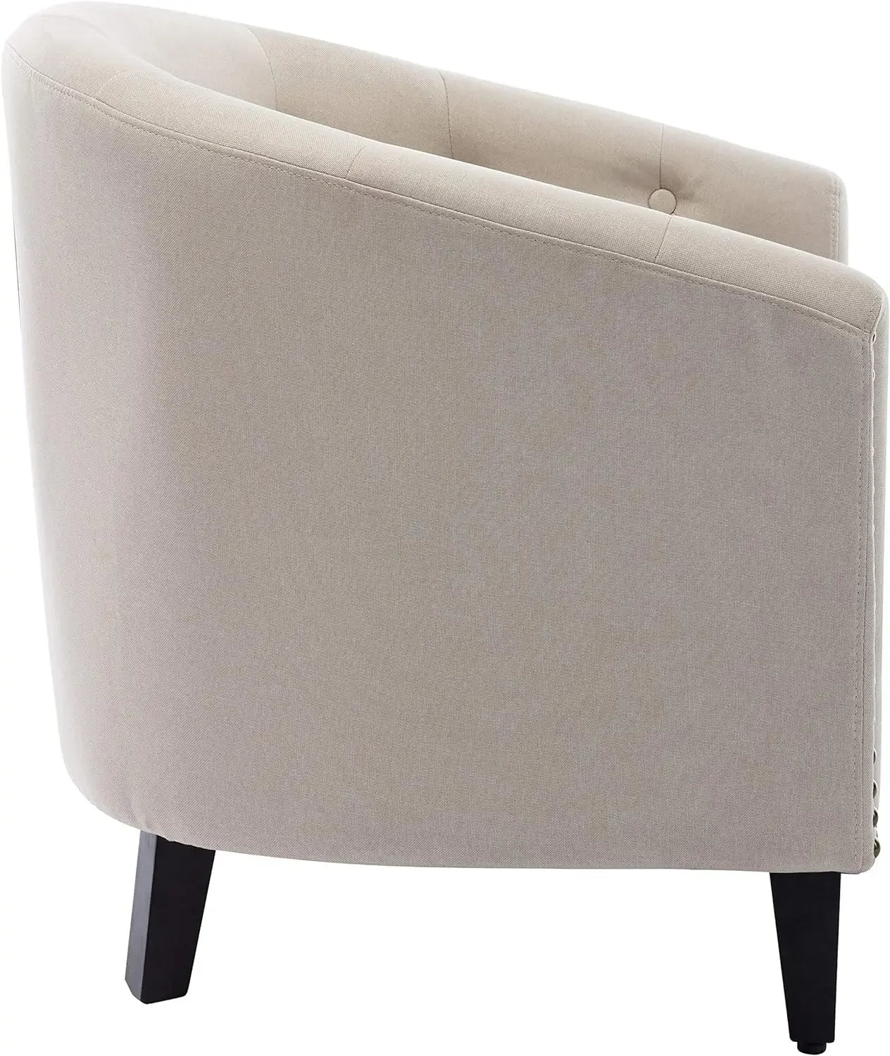 Modern Upholstered Accent Armchair Soft Linen Fabric Barrel Club Chairs for Living Room Comfy Single Sofa Office