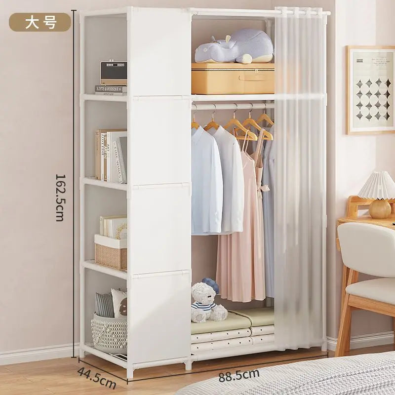 Dustproof Wardrobe Simple Assembly DIY Storage Wardrobe Bedroom Open Storage Cabinet Household Foldable Multi-layer Wardrobe