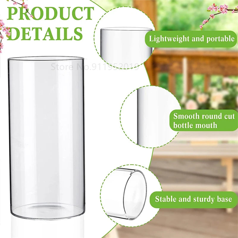 6.5cm Clear Glass Cylinder Vases Floating Candles Holders Clear Cylinder Flower Vases