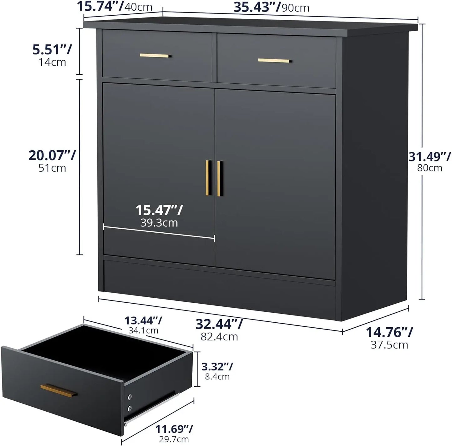 Kitchen Buffet Storage Cabinet with Doors, Drawers and Flexible Shelf, Buffet Table Sideboard for Kitchen, Entryway, Dining Room