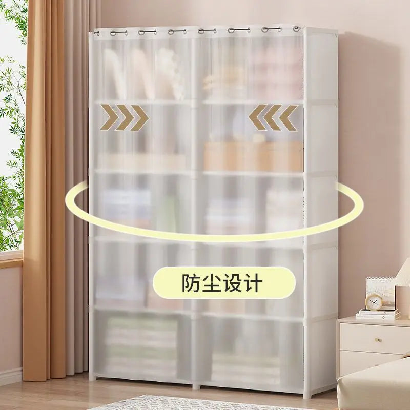 Dustproof Wardrobe Household Bedroom Multipurpose Storage Rack Simple Assembly Storage Cabinet Rental Room Multi-layer Wardrobe