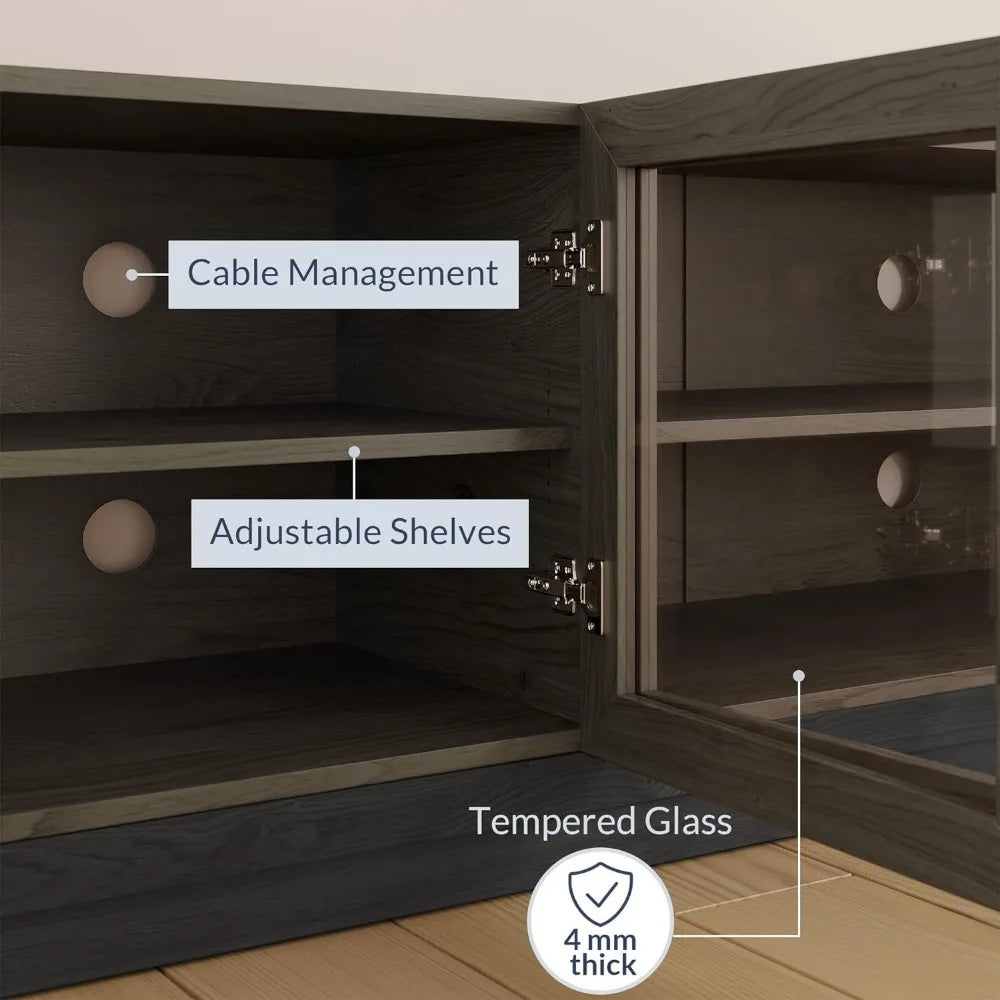 Modern TV Stand for 70 Inch,Wood Storage Cabinet and Shelves,TV Console Table Media Cabinet