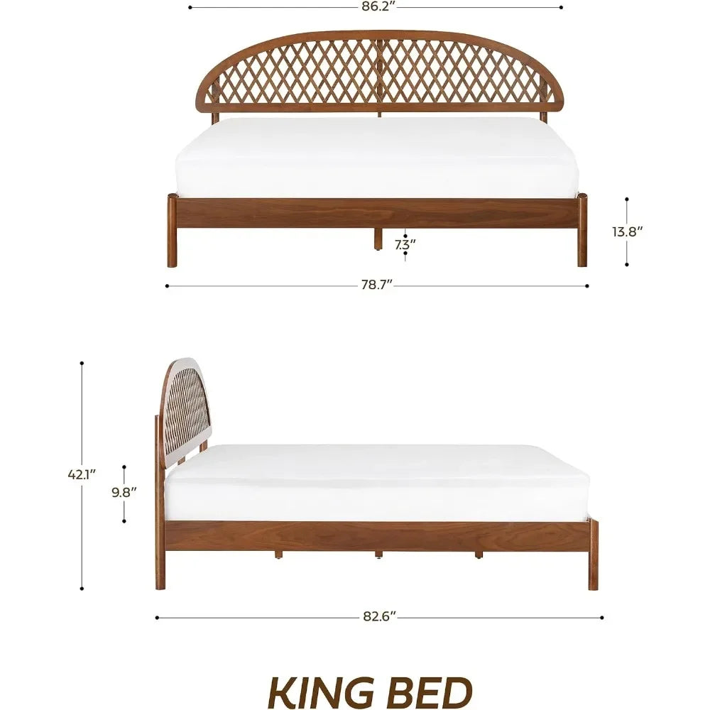 Bed Frame, Gemstone Wood with Headboard