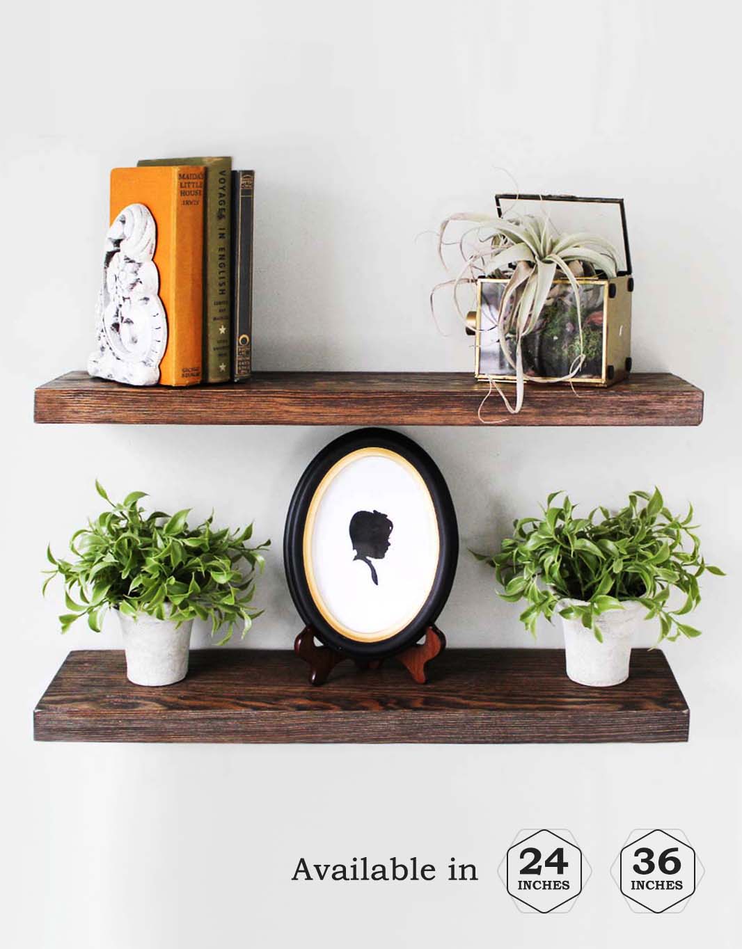 Tom - Floating Shelves Dark Walnut Finish - Wall Mounted Farmhouse