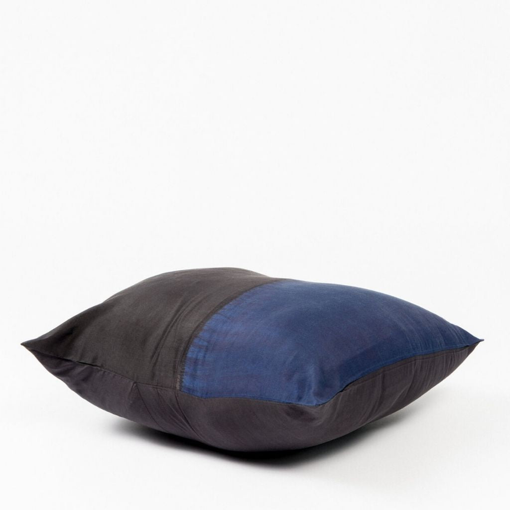 Aakar Mor Color Block Mulberry Silk Pillow - Bluepandahomedecor