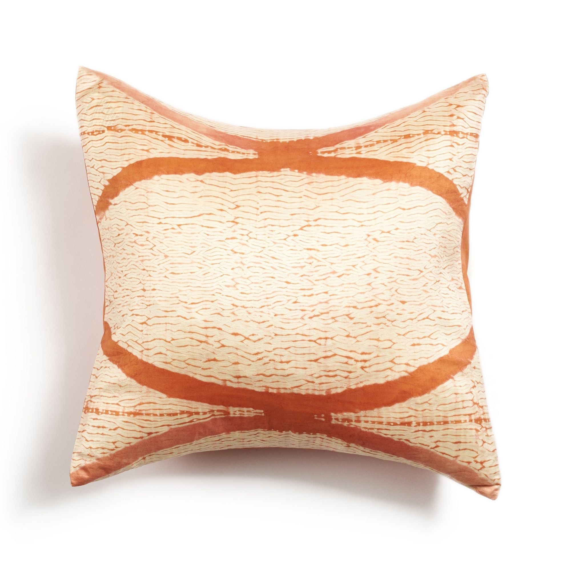 Arc Coral Hand Crafted Shibori Print Mulberry Silk Pillow - Bluepandahomedecor