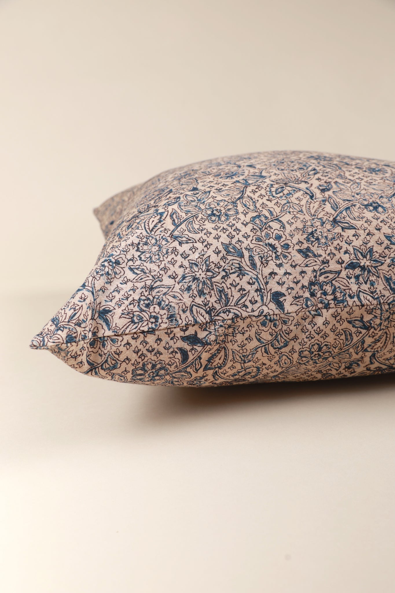 Azure Blue Kalamkari Handcrafted Pillow - Bluepandahomedecor