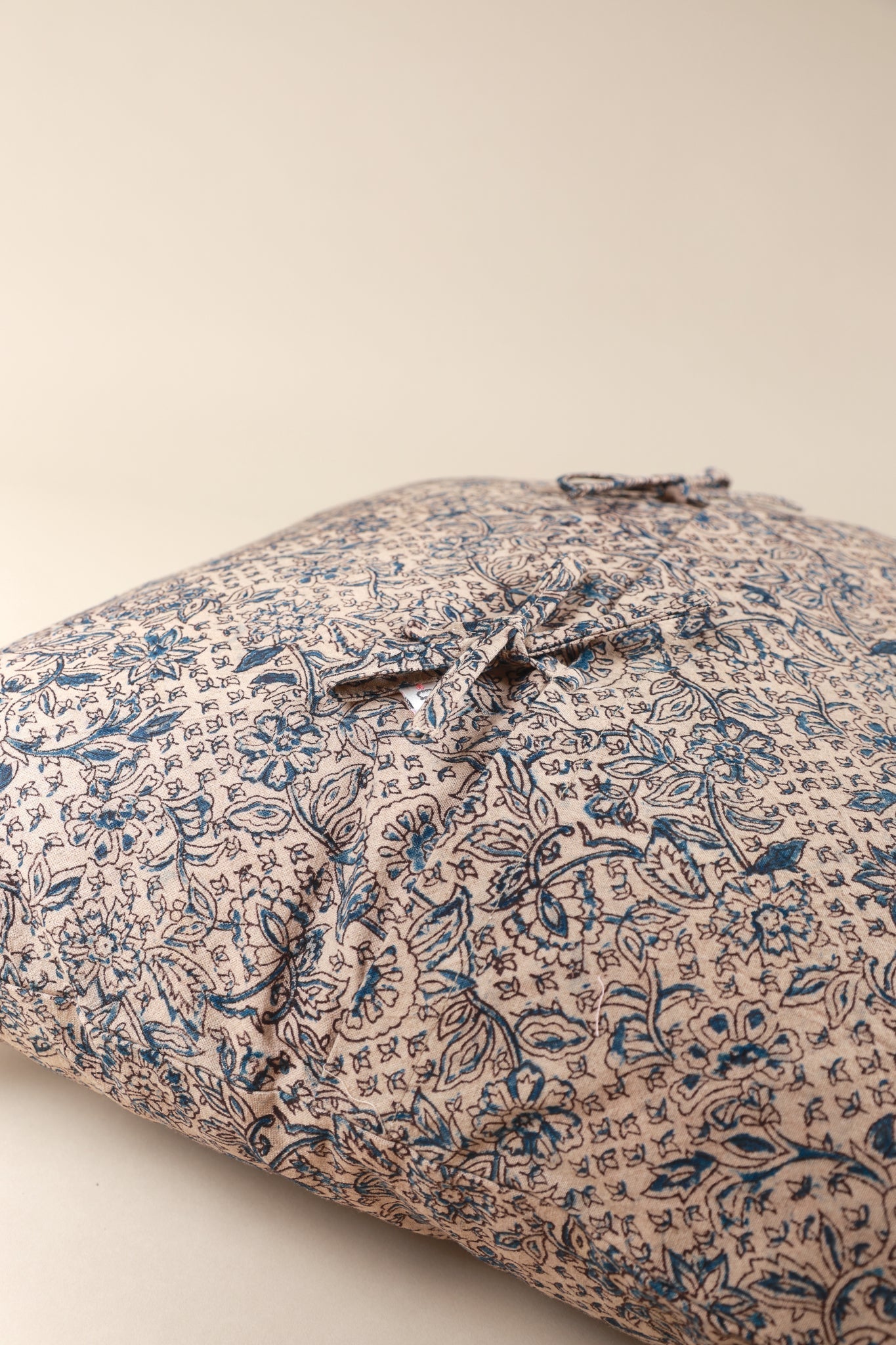 Azure Blue Kalamkari Handcrafted Pillow - Bluepandahomedecor