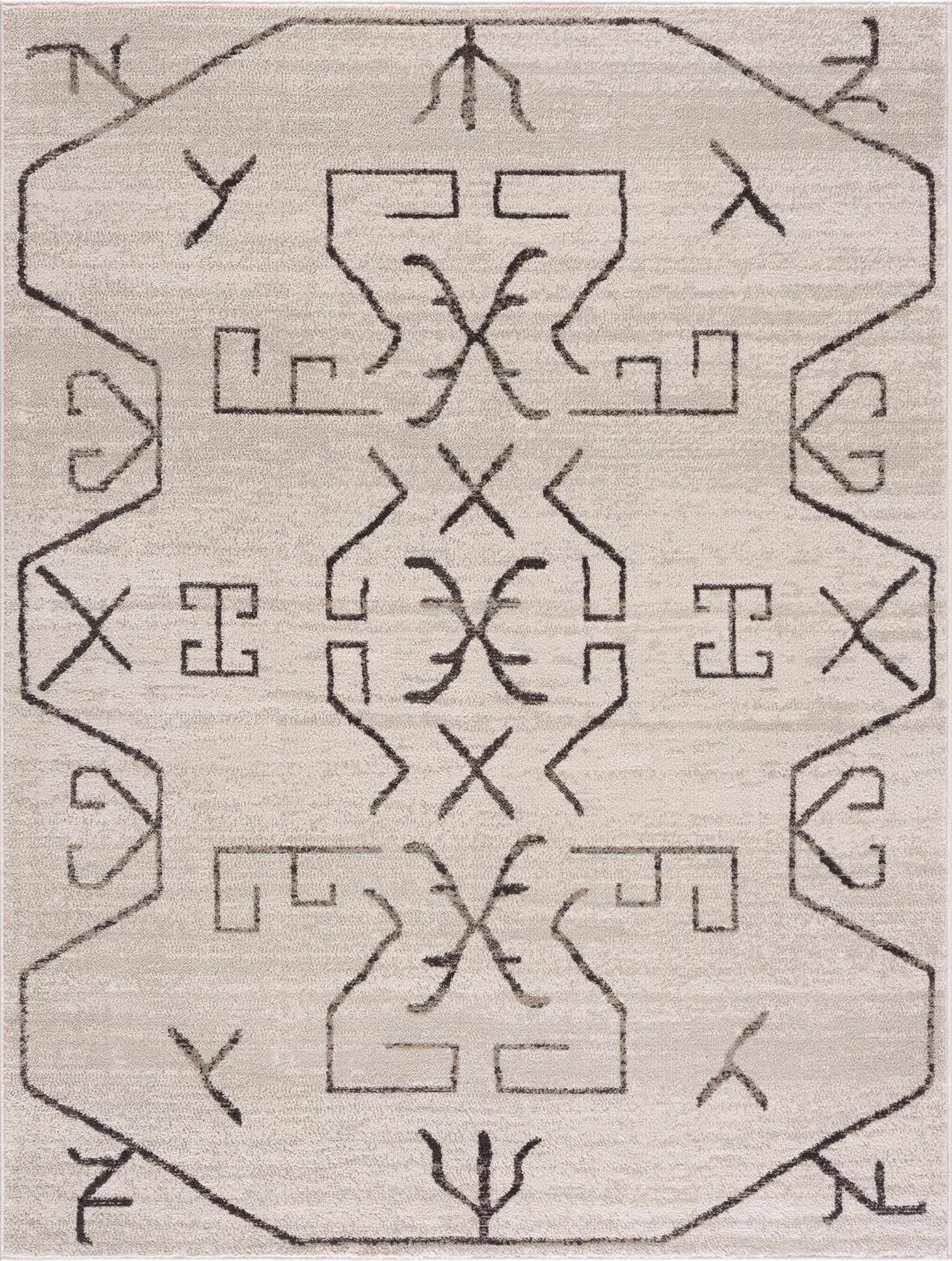 Azzan Cream & Charcoal Area Rug - Bluepandahomedecor