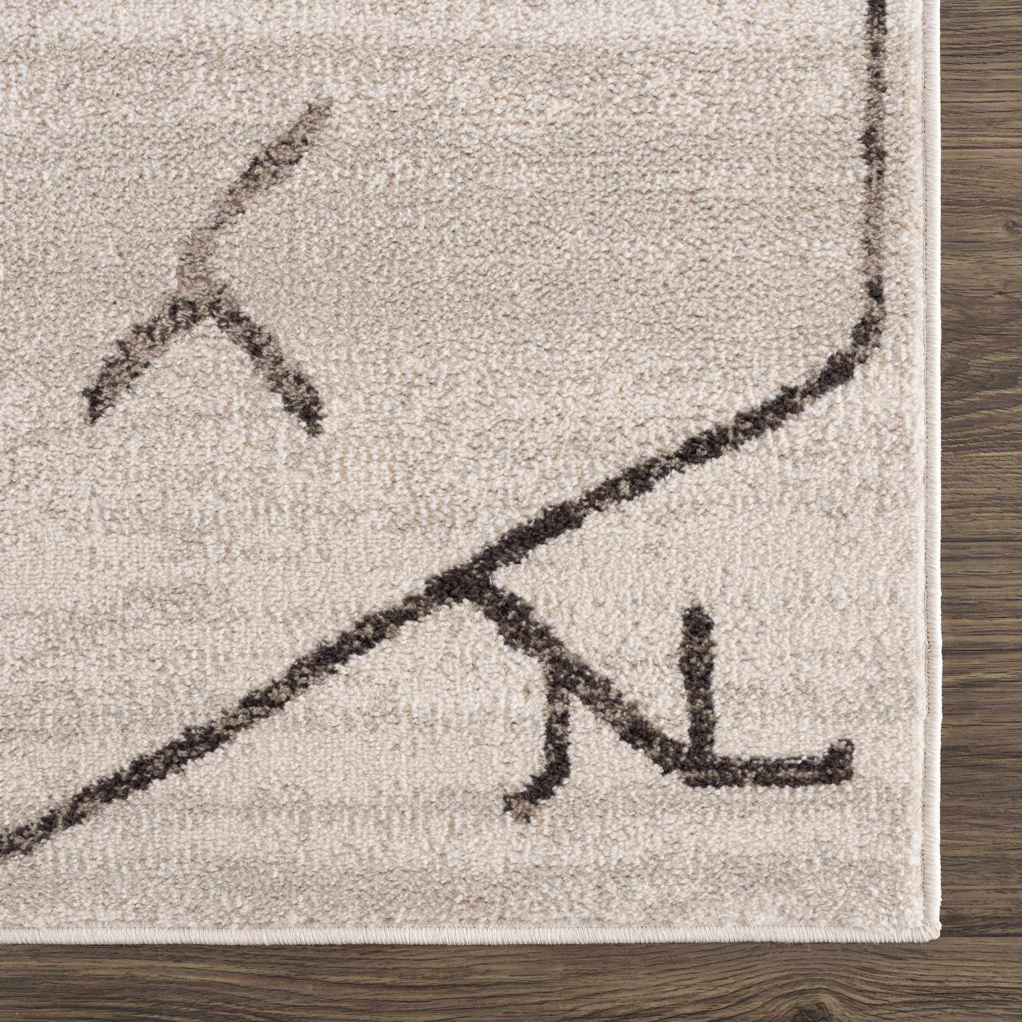 Azzan Cream & Charcoal Area Rug - Bluepandahomedecor