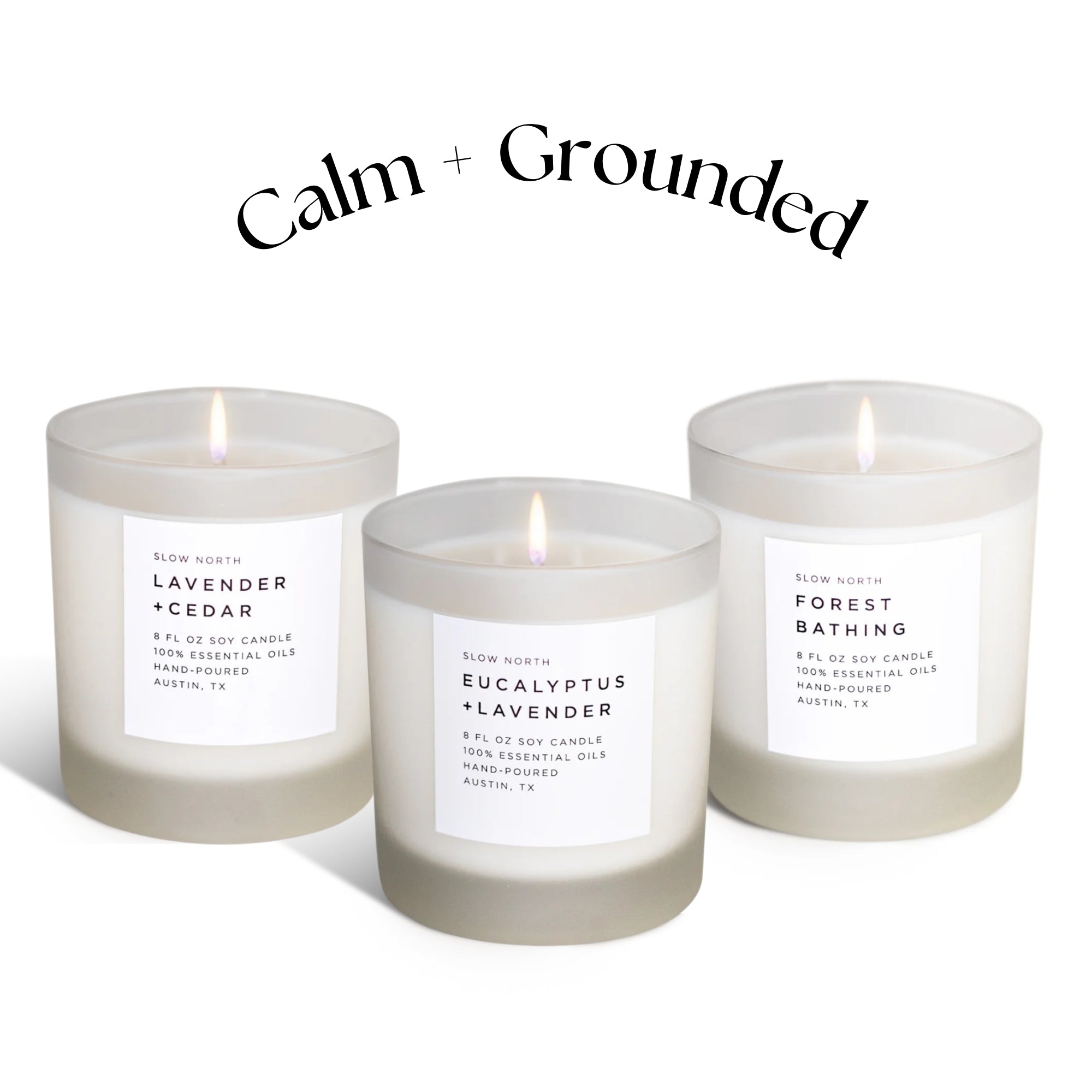 calm and grounded candle bundle signature Trio
