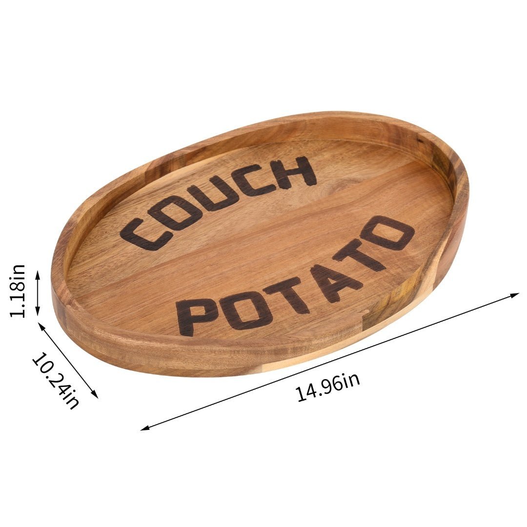 Couch Potato Tray - Smart Clip - On Sofa Tray Made of Acacia Wood - Bluepandahomedecor