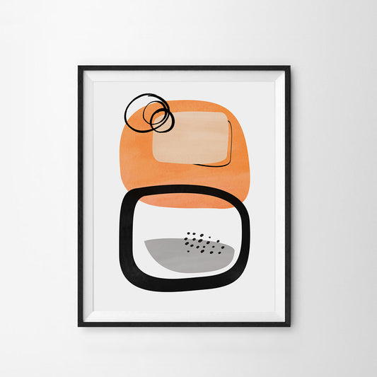 Modern Wall Art - Abstract Orange Black Design