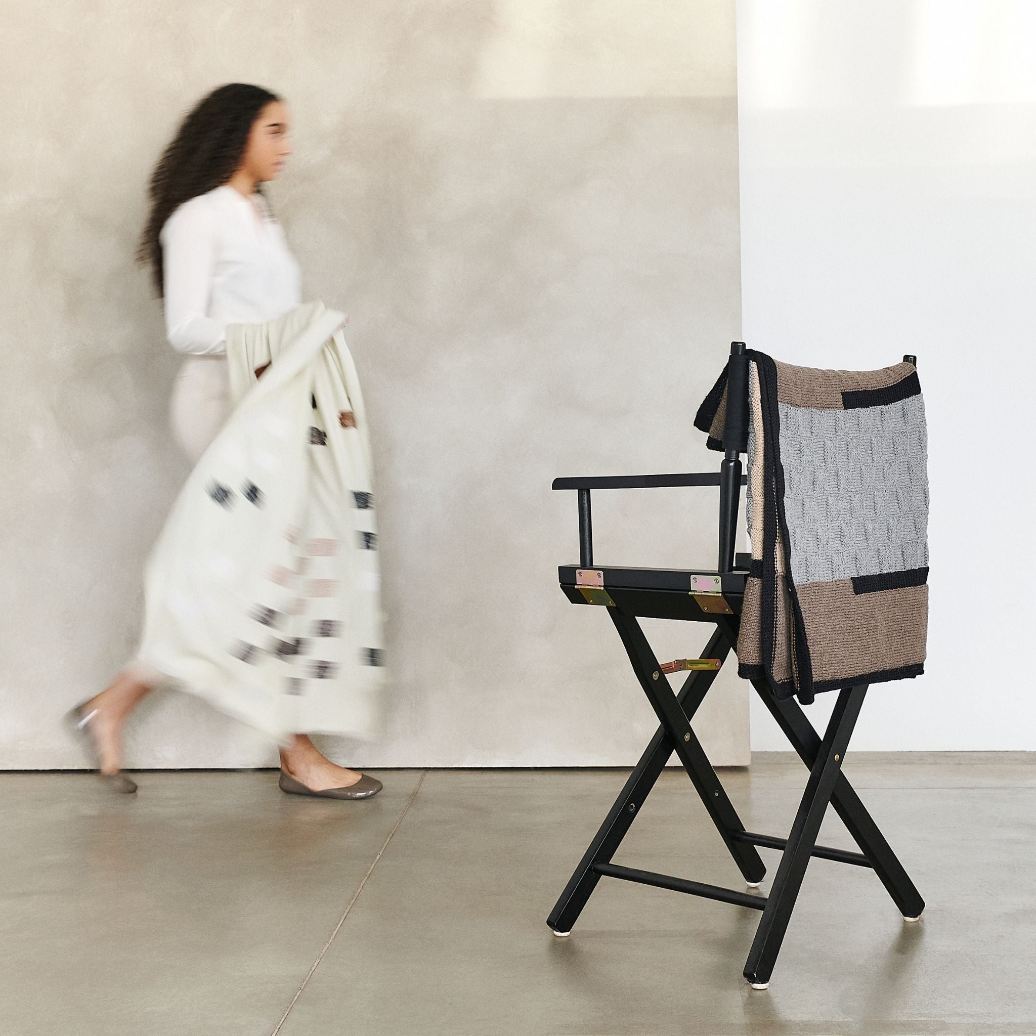 Muhu Brown Gray Hand Knitted Peruvian Alpaca Blanket / Large Plush Scarf - Bluepandahomedecor