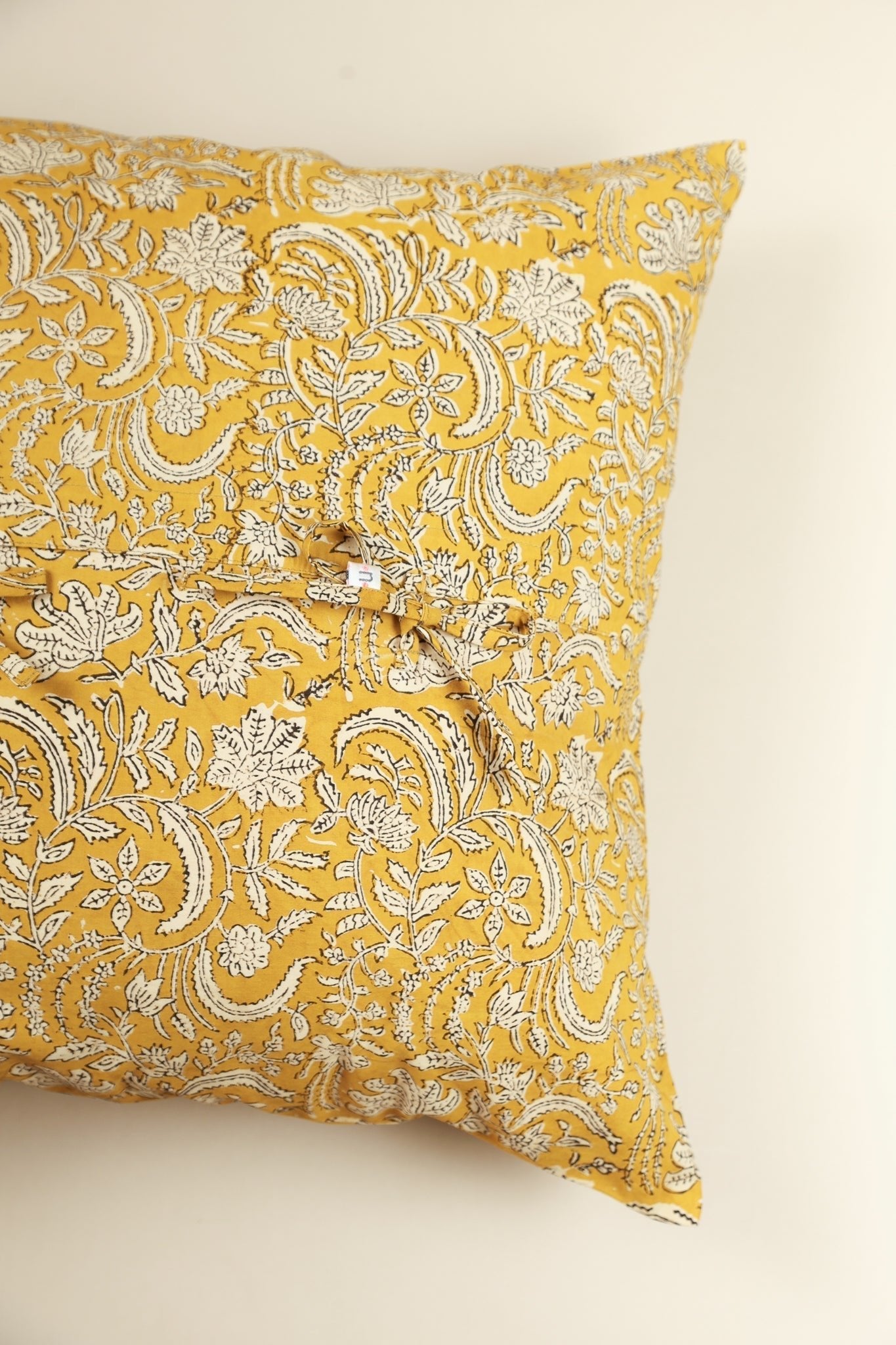 Mustard Harmony Hand Block Print Pillow - Bluepandahomedecor