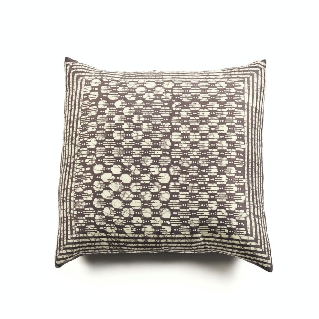 Oasis Hand Crafted Wax Block Print Mulberry Silk Pillow - Bluepandahomedecor