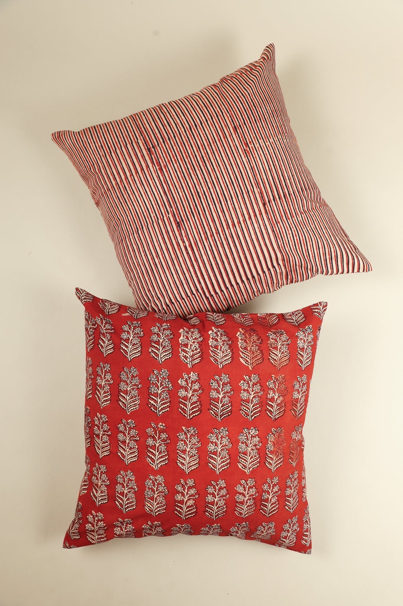 Red Ember Hand Block Print Pillow - Bluepandahomedecor