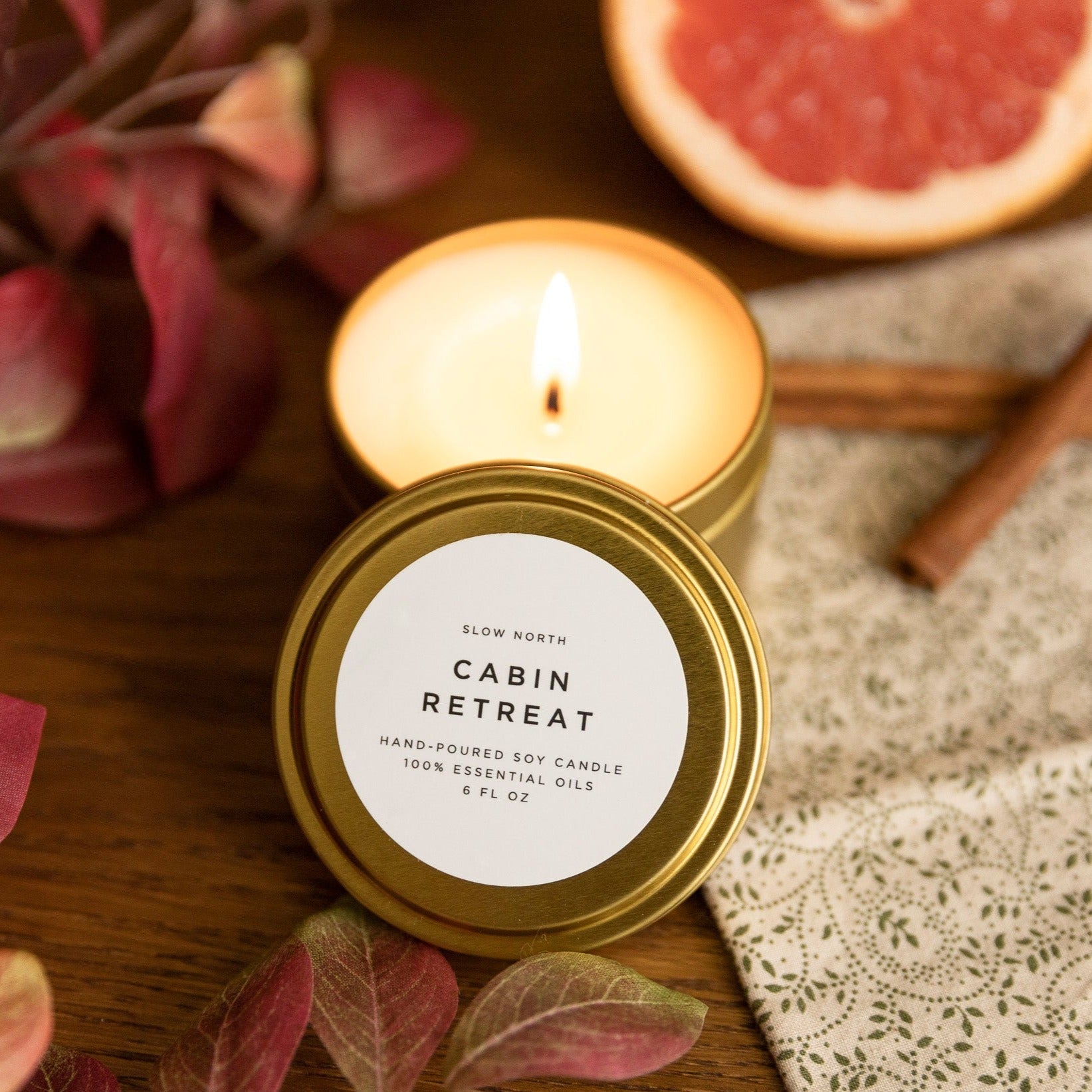seasonal cabin retreat candle - Cedarwood, Grapefruit & Cinnamon - Bluepandahomedecor