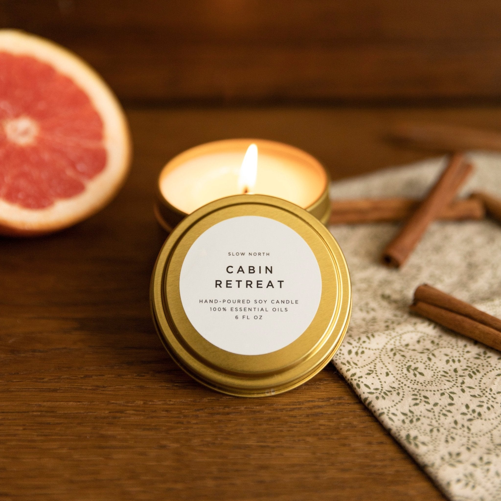 seasonal cabin retreat candle - Cedarwood, Grapefruit & Cinnamon