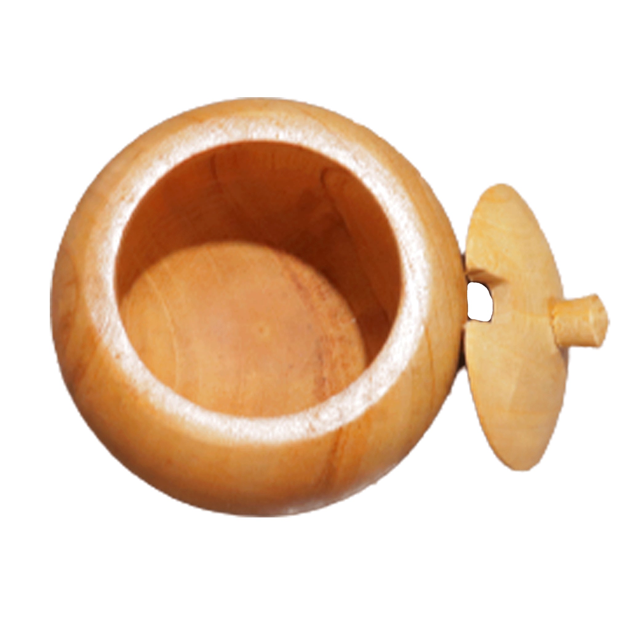 Small Teak Wood Seasoning Bowl with Spoon, Handturned Wooden Spice Jar - Bluepandahomedecor