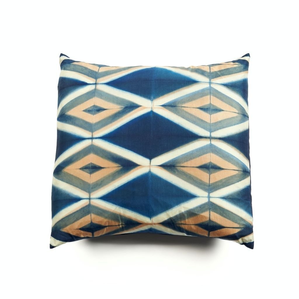 Tisa Handcrafted Shibori Print Mulberry Silk Pillow - Bluepandahomedecor