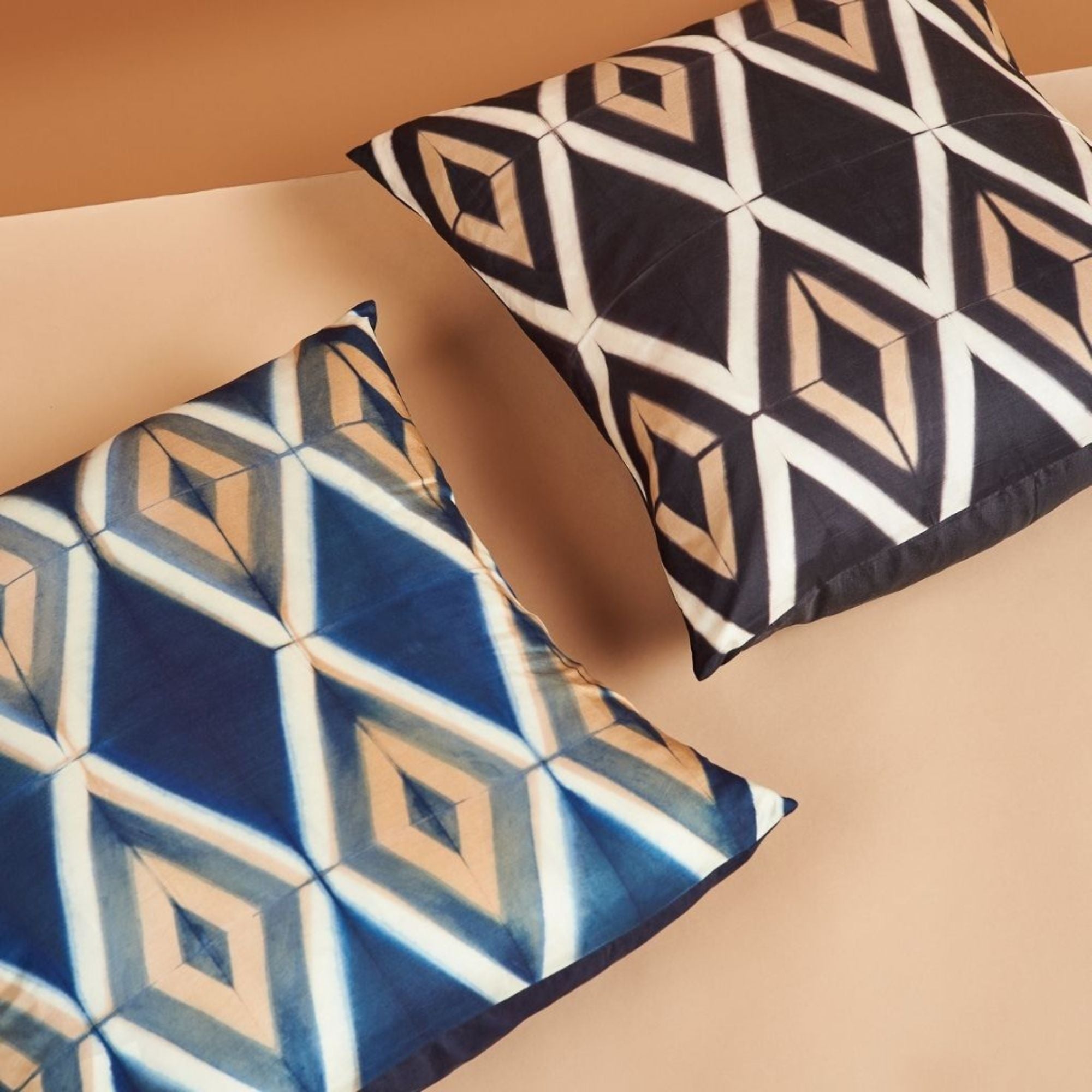 Tisa Handcrafted Shibori Print Mulberry Silk Pillow - Bluepandahomedecor