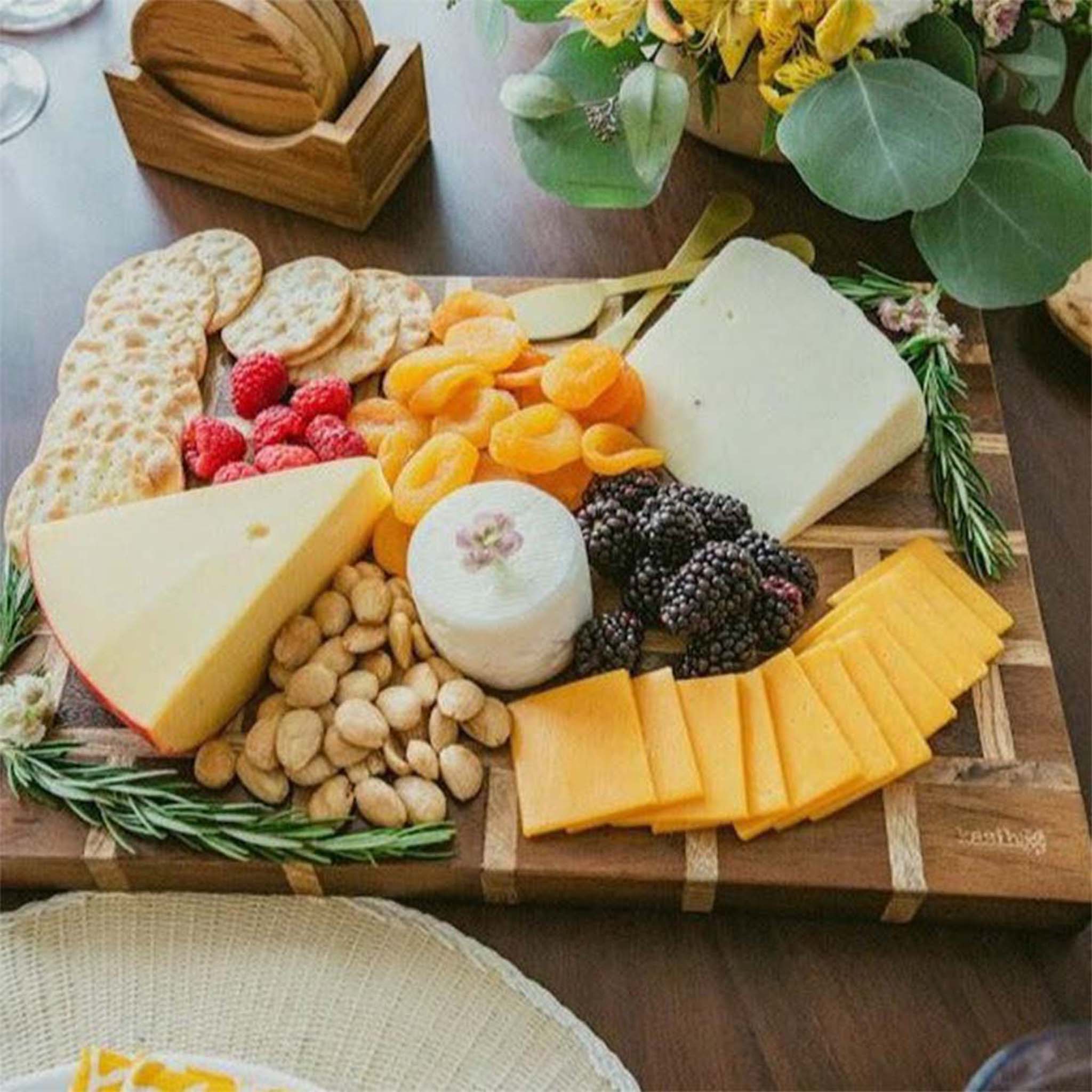 Two Toned Wooden Cutting Board / Charcuterie Board / Cheese Plate, Handmade - Bluepandahomedecor